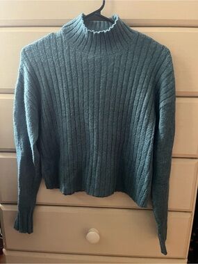 Jessica Simpson Teal Ribbed Mock Neck Sweater